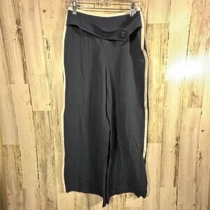 Reiss Navy Tuxedo Pants | White Piping | Wide Leg | Size 10R | Evening Trousers